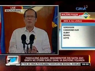 24 Oras: PNoy, nagbigay ng pahayag kaugnay ng paghahanda sa Bagyong Yolanda