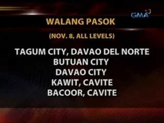 24 Oras: Mga klase, sinuspinde dahil sa Bagyong Yolanda