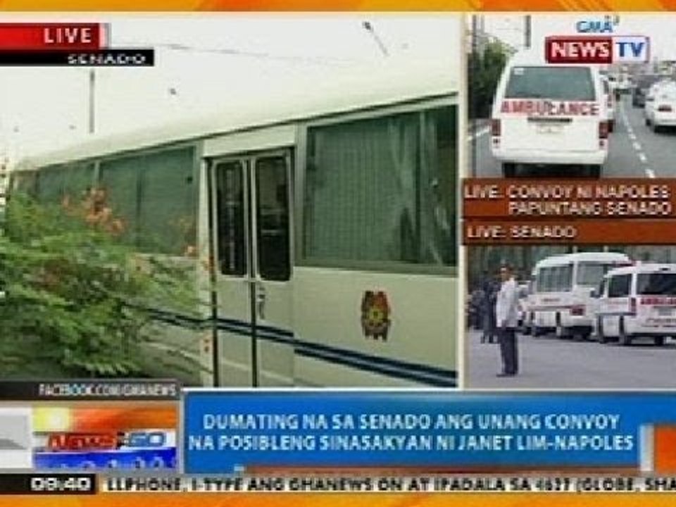 NTG: Dumating na sa Senado ang unang convoy na posibleng sinasakyan ni Napoles