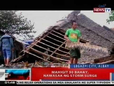 NTVL: Mahigit 50 bahay sa Legazpi City, Albay, nawasak ng storm surge