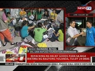 QRT: Repacking ng relief goods para sa mga biktima ng Bagyong Yolanda, tuloy 24 oras