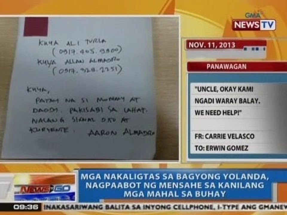 NTG: Mga nakaligtas sa Bagyong Yolanda, nagpaabot ng mensahe sa kanilang mga mahal sa buhay