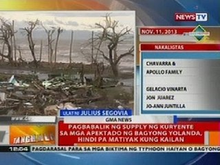 BT: Pagbalik ng supply ng kuryente sa mga apektado ng Bagyong Yolanda, hindi mpa matiyak kung kailan