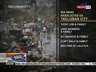 NTG: Ilang pangalan ng mga nakaligtas sa pananalasa ng Bagyong Yolanda sa Tacloban City