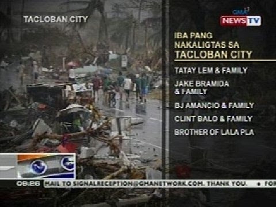 NTG: Ilang pangalan ng mga nakaligtas sa pananalasa ng Bagyong Yolanda sa Tacloban City