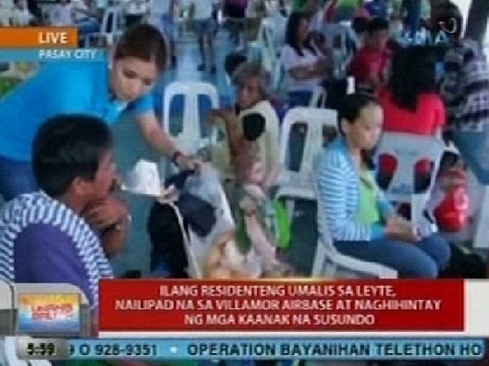 UB: Ilang taga Leyte, nailipad na sa Villamor Airbase at naghihintay ng mga kaanak na susundo