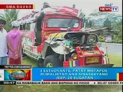 BP: 3 estudayante sa Davao, patay nang bumaliktad ang sinasakyang jeep