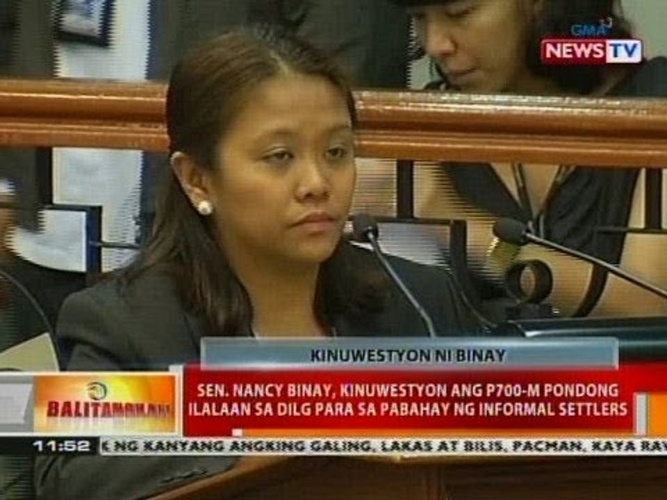 BP: Sen. Nancy Binay, kinuwestyon ang pondong ilalaan sa DILG para sa pabahay ng informal settlers