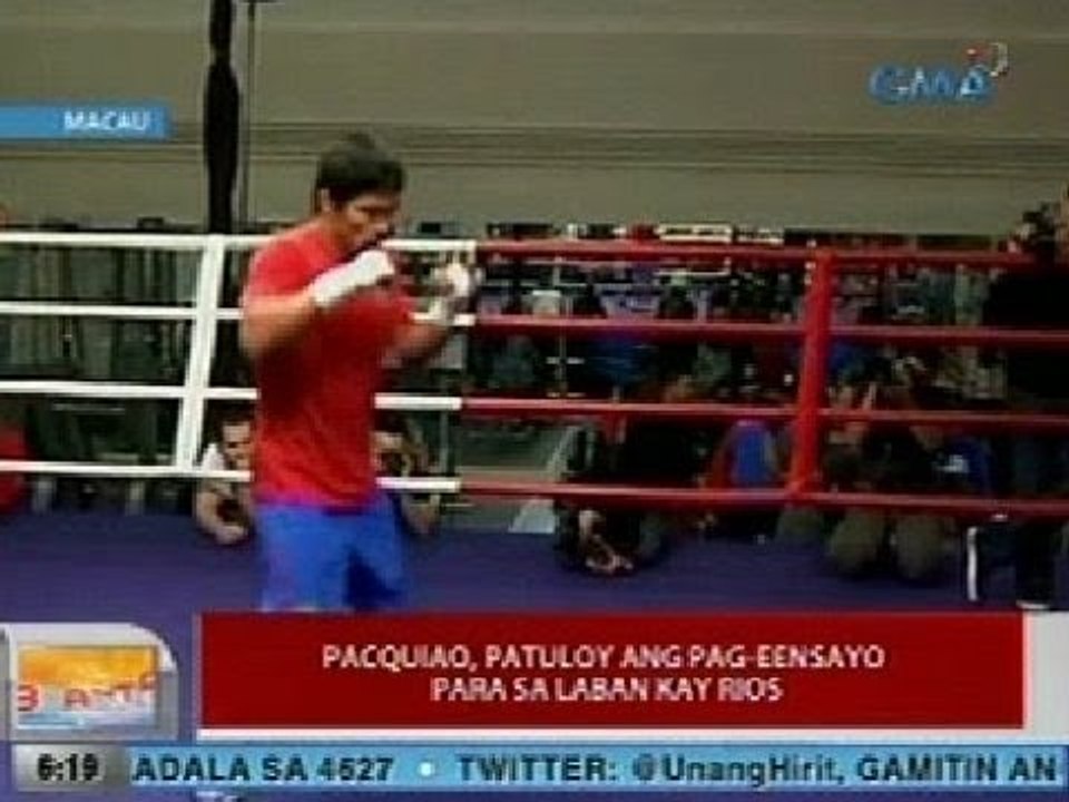 UB: Pacquiao, patuloy ang pag-eensayo para sa laban kay Rios