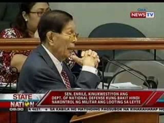 SONA: Enrile, kinuwestiyon kung bakit 'di nakontral ng militar ang looting sa Leyte