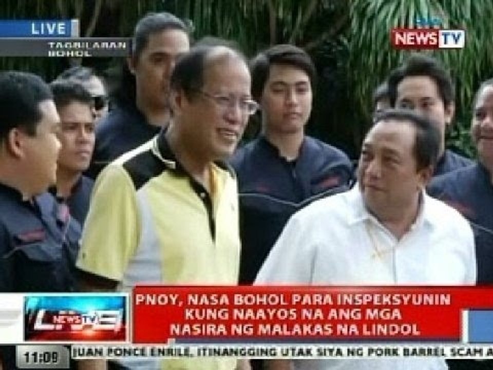 NTVL: PNoy, nasa Bohol para inspeksyunin kung naayos na ang mga nasira ng malakas na lindol
