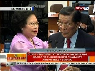 Gusot nina Enrile at Santiago, nasimulang makita ng publiko noong tinalakay ang RH bill sa Senado