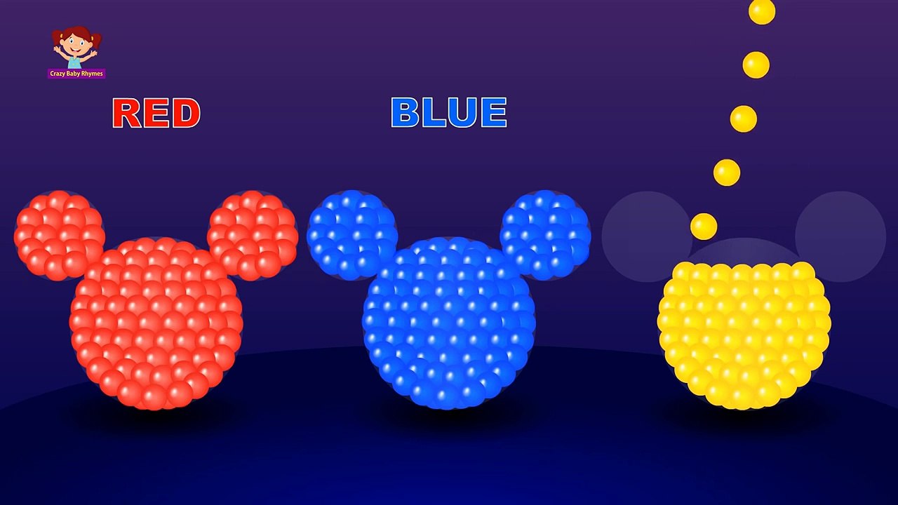 Learn Colors with Mickey Balls, Teach Colours, Baby Children Kids Learning Videos by Baby Rhymes0123