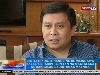 Jinggoy, itinangging humiling siya kay COA chair Tan na magtalaga ng kakilalang auditor sa Maynila