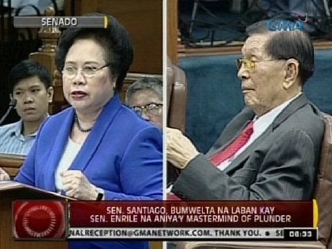 24 Oras: Sen. Santiago, bumwelta na laban kay Sen. Enrile na aniya'y mastermind of plunder