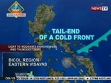 NTG: Maulang panahon, mararanasan sa Bicol Region at Eastern Visayas ngayong araw
