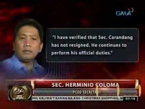 24 Oras: Palasyo, itinangging nag-resign na si sec. Carandang
