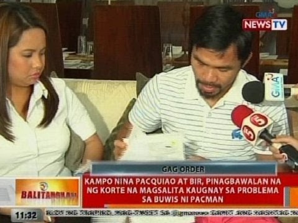 BT: Pacquiao at BIR, pinagbawalan na ng korte na magsalita kaugnay sa problema sa buwis ni Pacman