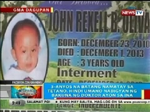 BP: 3-anyos na batang namatay sa tetano sa Dagupan, hindi nabigyan ng bakuna ng doktor