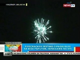 BP: Firecracker testing o pagsusuri sa mga paputok, isinagawa ng DTI