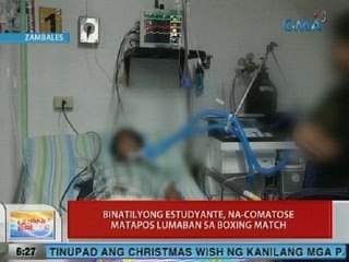 UB: Binatilyong estudyante, na-comatose matapos lumaban sa boxing match sa Zambales