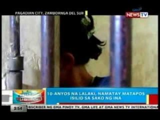 BP: 10-anyos na lalaki, namatay matapos isilid sa sako ng ina