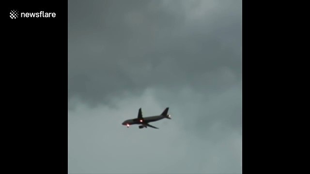 Plane struck by a bolt of lightning