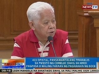 NTG: 422 opisyal, pansamantalang pinaaalis sa pwesto dahil sa hindi pagpasa SOCE