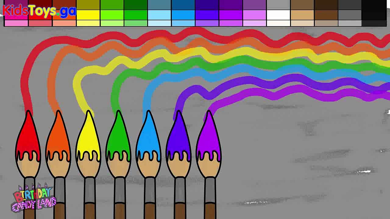 Learn Colors for Kids and Color Paint Brushes Rainbow Coloring Page - Superheroes funny