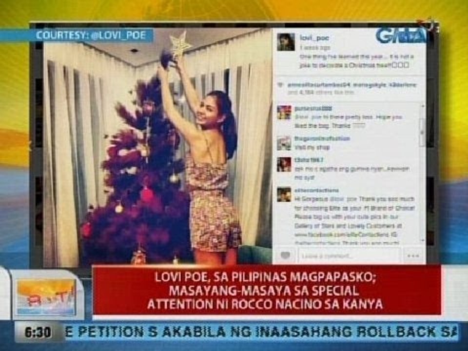 UB: Lovi Poe, sa Pilipinas magpapasko