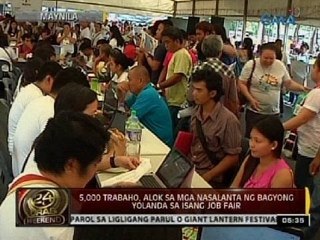 24 Oras: 5,000 trabaho, alok sa mga nasalanta ng Yolanda