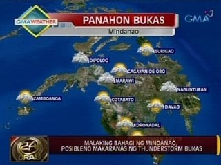 Download Video: 24Oras: Malaking bahagi ng Mindanao, posibleng makaranas ng thunderstorm bukas