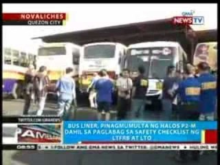 BP: Bus liner, pinagmumulta ng halos P2-M dahil sa paglabag sa safety checklist