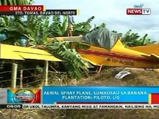 BP: Aerial spray plane, sumadsad sa banana plantation sa Davao del Norte