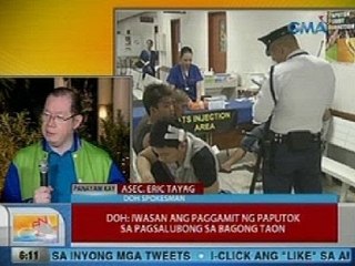 UB: DOH: Iwasan ang paggamit ng paputok sa pagsalubong sa Bagong Taon