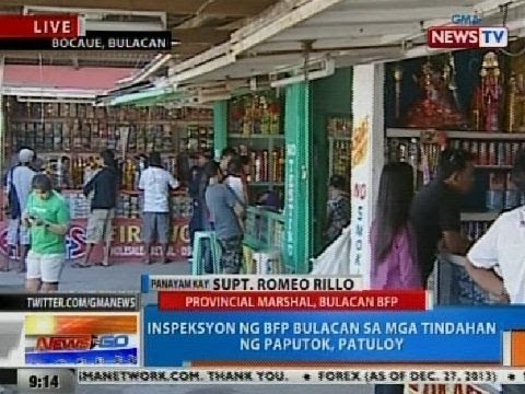 NTG: Inspeksyon ng BFP Bulacan sa mga tindahan ng paputok, patuloy
