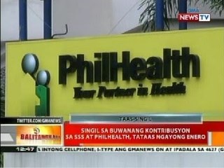 BT: Singil sa buwanang kontribusyon sa SSS at Philhealth, tataas ngayong Enero
