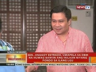 Sen. Jinggoy Estrada, umapela sa DBM na huwag bawiin ang inilaan niyang pondo sa ilang LGU