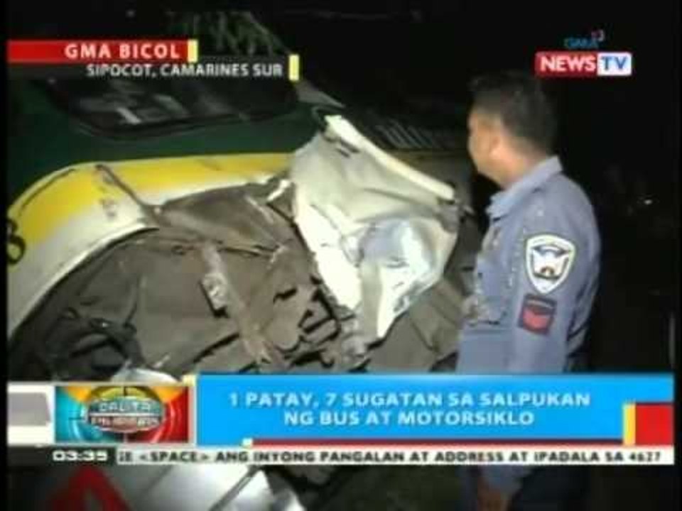 BP: 1 patay, 7 sugatan sa salpukan ng bus at motorsiklo sa CamSur