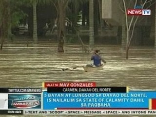 BP: 5 bayan at lungsod sa Davao del Norte, isinailalim sa state of calamity