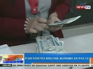NTG: Piso vs Dolyar, bumaba sa P45.12
