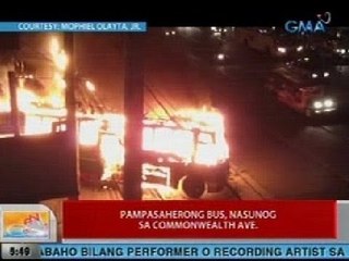 UB: Pampasaherong bus, nasunog sa Commonwealth Ave., QC