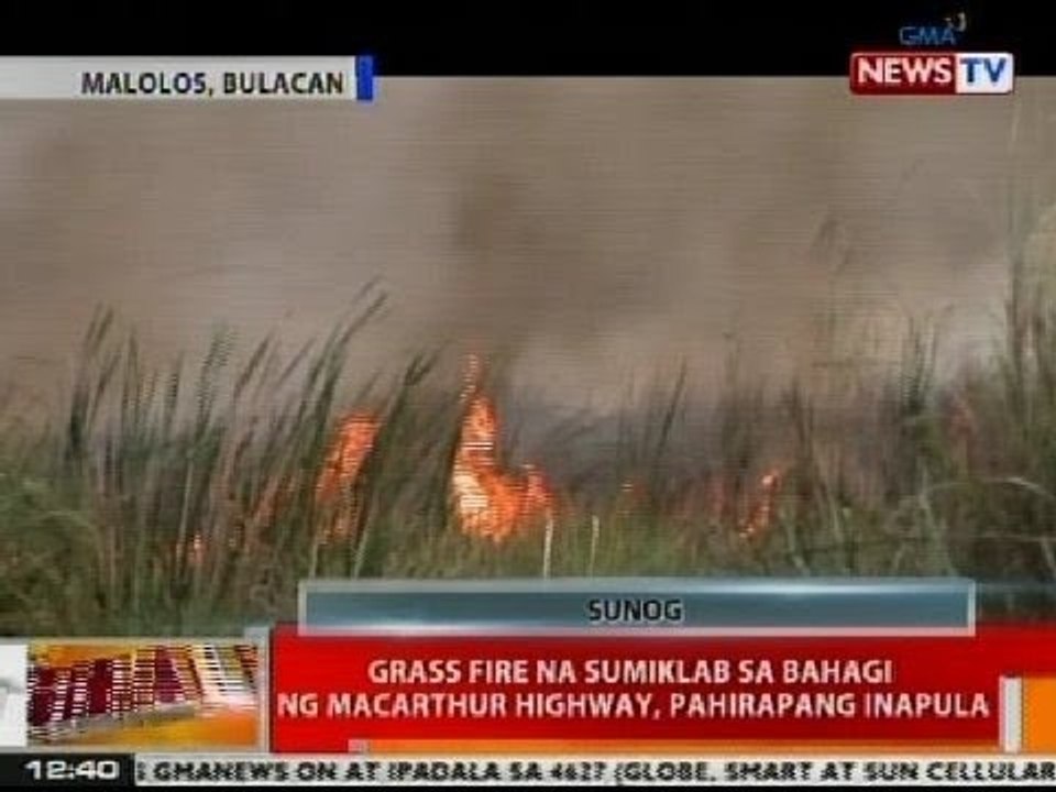 BT: Grass fire na sumiklab sa bahagi ng Macarthur Highway sa Bulacan, pahirapang inapula