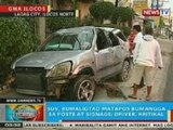 BP: SUV, bumaligtad matapos bumangga sa poste at signage sa Laoag City, Ilocos Norte