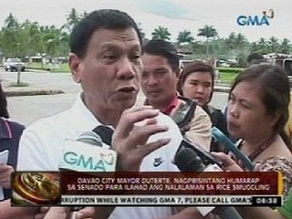 24 Oras: Duterte, nagprisintang humarap sa senado para ilahad ang nalalaman sa rice smuggling