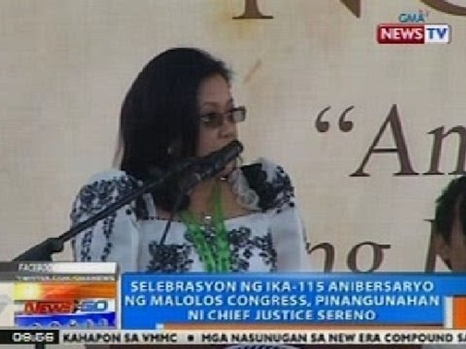 NTG: Selebrasyon ng ika-115 anibersaryo ng Malolos Congress, pinangunahan ni CJ Sereno