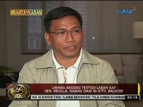 24 Oras: Limang bagong testigo laban kay Sen. Revilla, hawak daw ni Atty. Baligod
