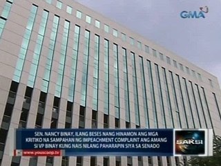 Saksi: Hamon ni Sen. Binay sa mga kritiko ni VP Binay: sampahan ng impeachment ang ama
