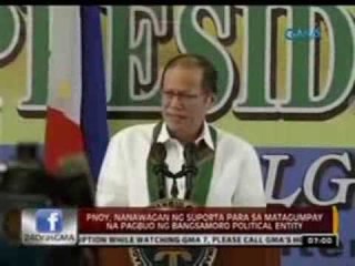 PNoy, nanawagan ng suporta para sa matagumpay na pagbuo ng bangsamoro political entity