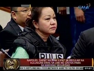Napoles, dapat na raw ilipat sa regular na kulungan dahil sa laki ng gastos